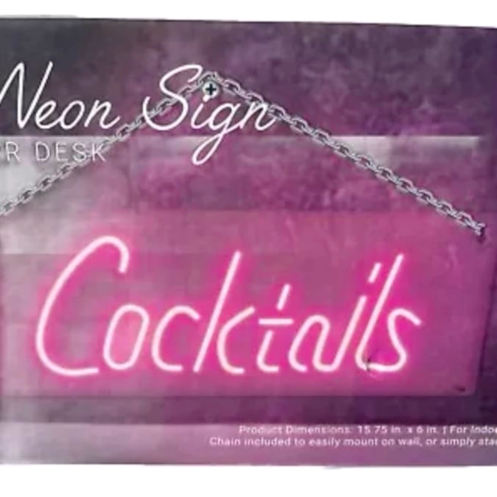Cocktails Neon Sign Acrylic Light Lamp Glass Bar 15.75” x 6” Wall Desk Barcart